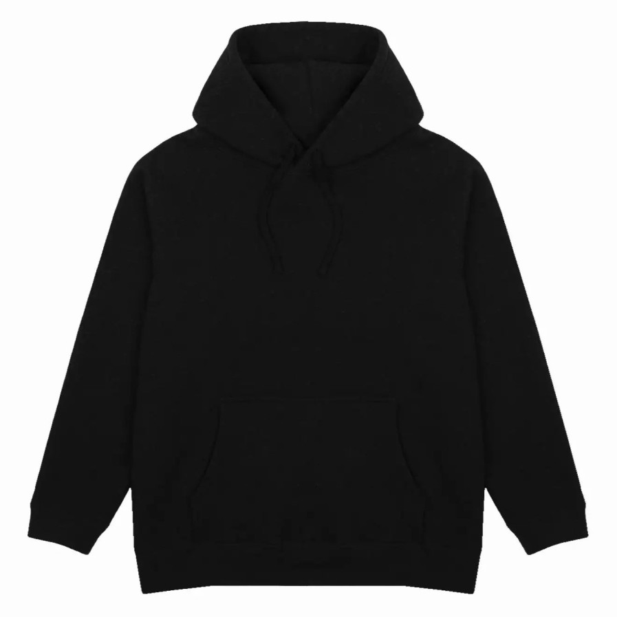 Clothing * | Recycled Cotton Pullover Hoodie Black Black