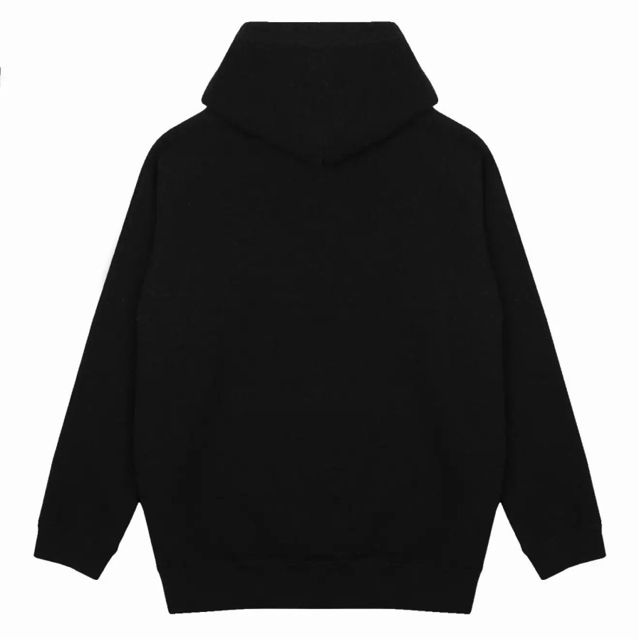 Clothing * | Recycled Cotton Pullover Hoodie Black Black