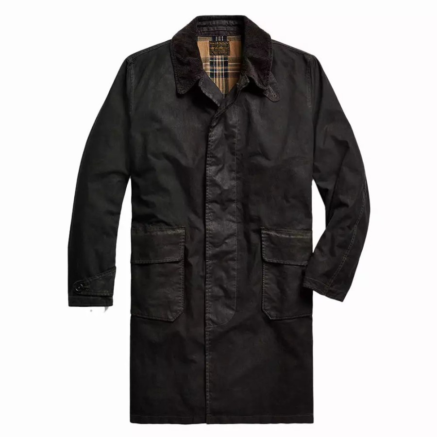 Clothing * | Waxed Cotton Coat Vintage Black Vintage Black