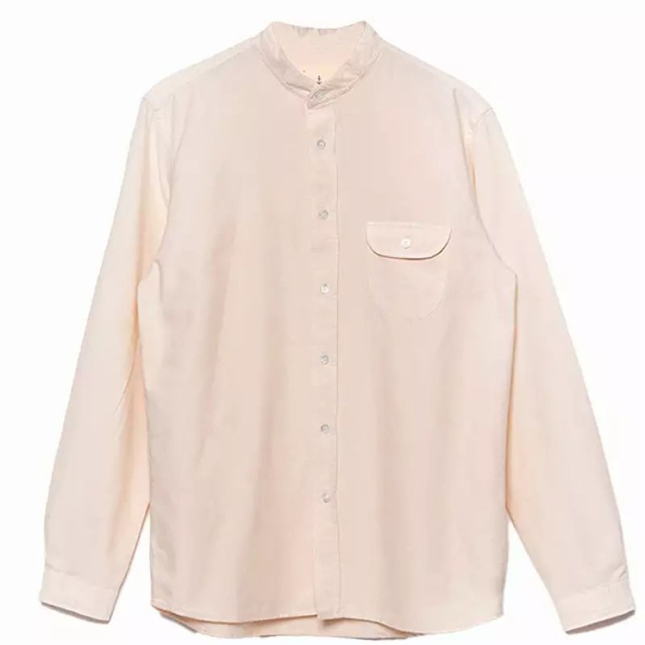 Clothing * | Vieira Collarless Shirt Pastel Rose Pastel Rose