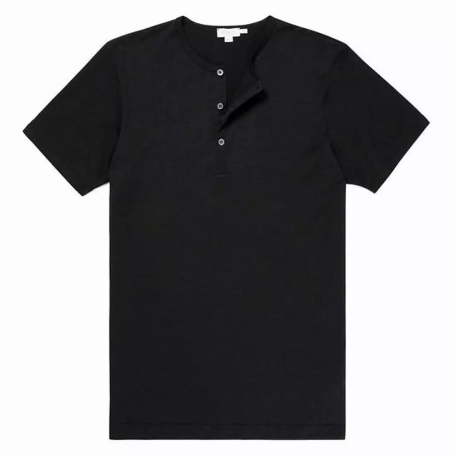 Clothing * | Henley T-Shirt Black Black