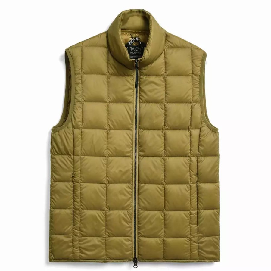 Clothing * | Hi Neck W-Zip Down Vest Beige Beige