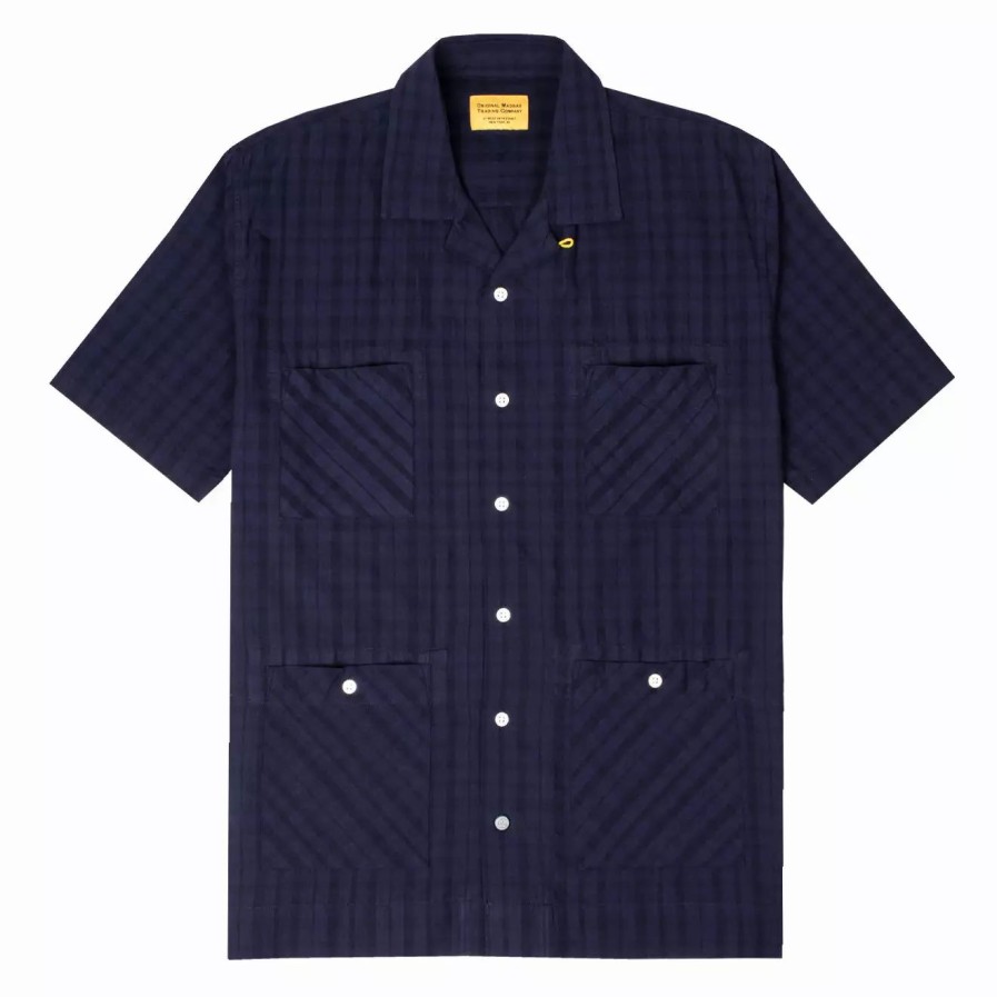 Clothing * | No.29 Cuban Collar S/S Shirt Navy Navy