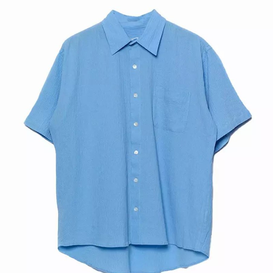 Clothing * | Roque Shirt Sky Blue Seersucker Sky Blue Seersucker