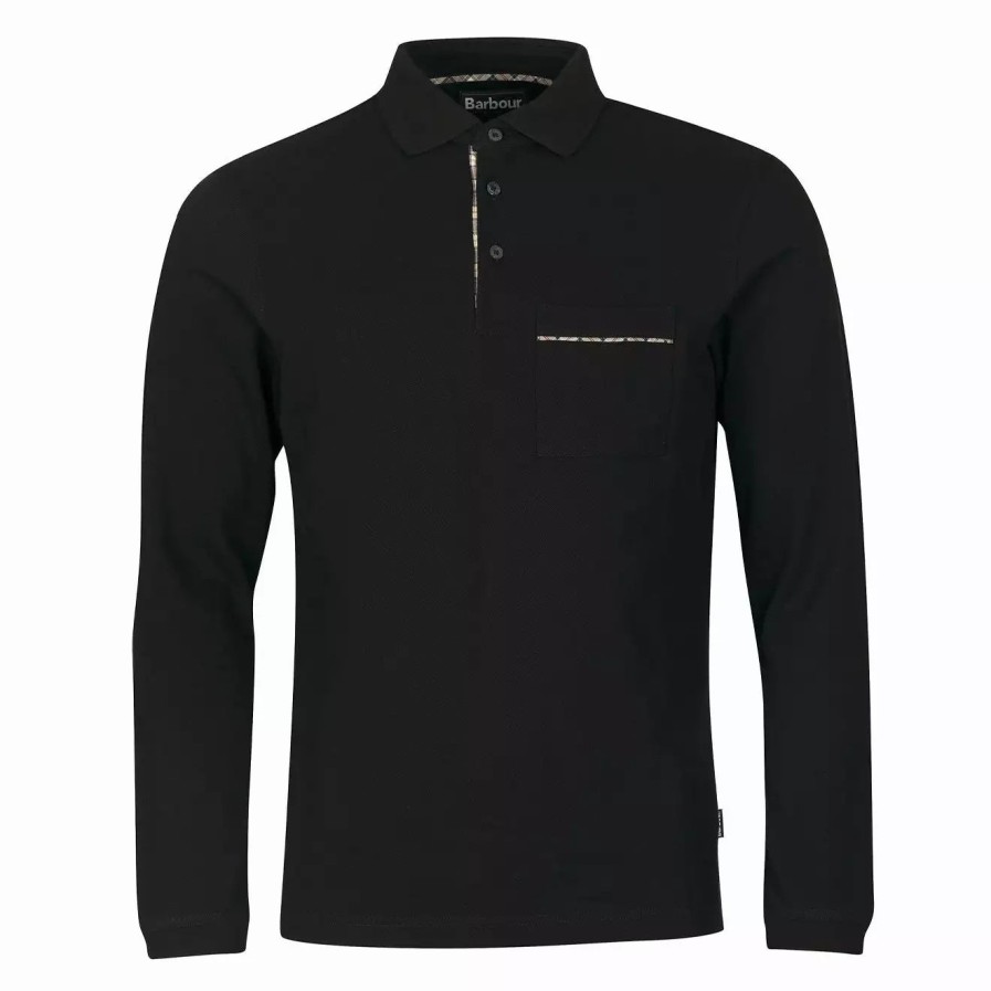 Clothing * | Evin L/S Polo Shirt Black Black