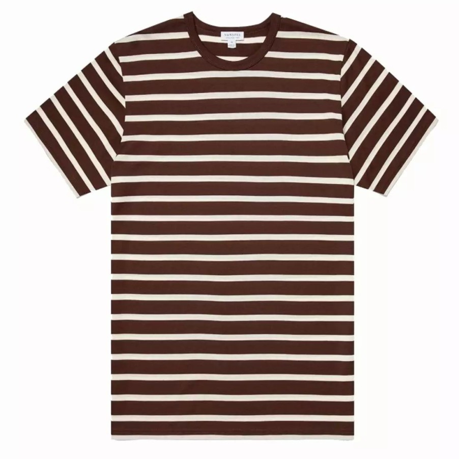 Clothing * | Classic Crew Neck Breton T-Shirt Cocoa / Ecru Cocoa / Ecru