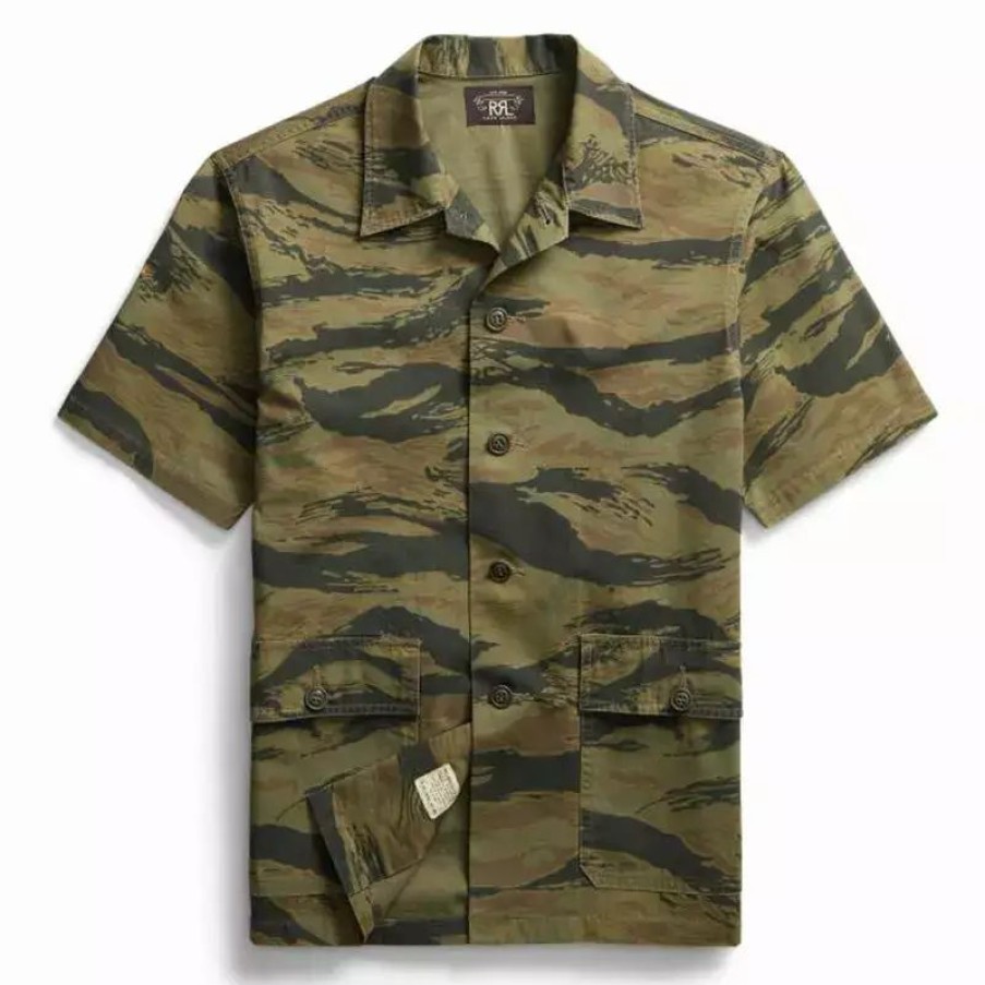 Clothing * | Camo Ripstop Short-Sleeve Overshirt Black / Olive Black / Olive