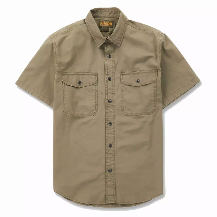 Clothing * | Short Sleeve Field Shirt Light Olive / Brown Ltolvbrown Ltolvbrown