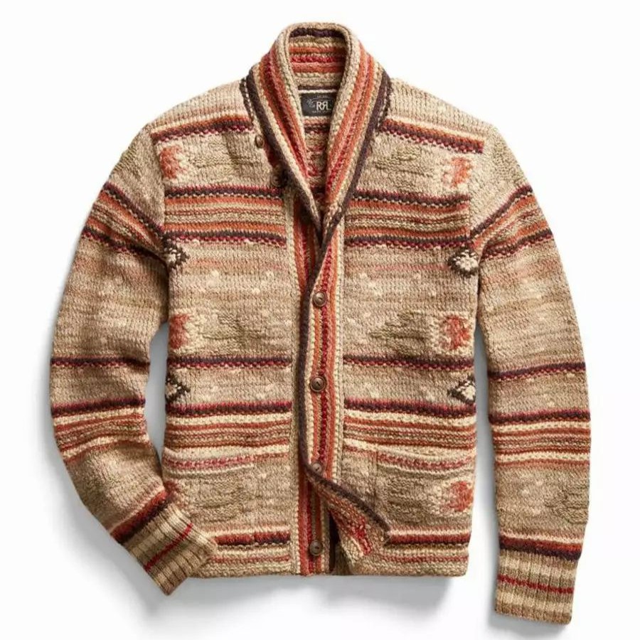 Clothing * | Shawl Cardigan Tan Multi Tan Multi